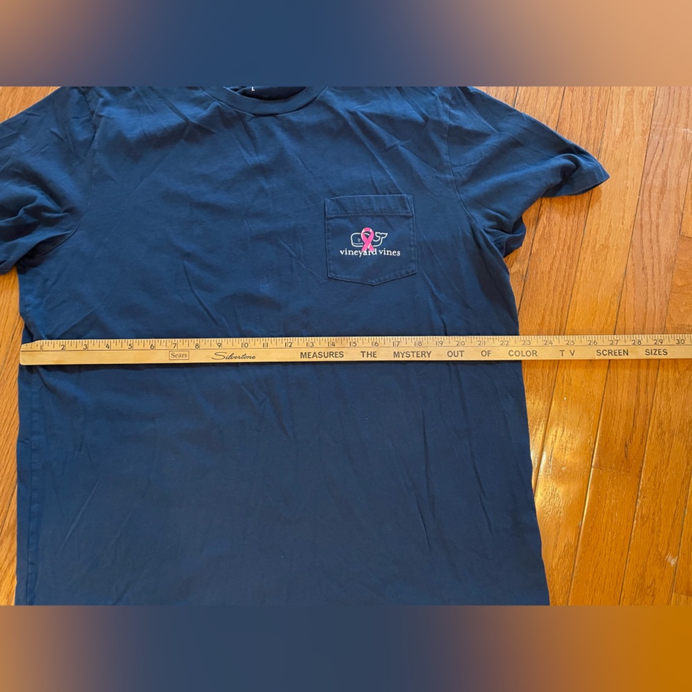 Vineyard Vines Navy Short-Sleeve Pocket Tee with Pink Logo - Picture 5 of 6